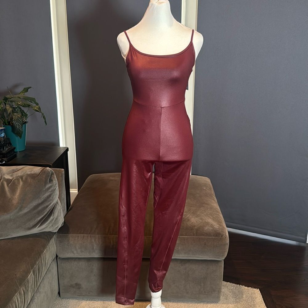 Women’s BodyCon Wild Fable Burgundy Liquid Bodysuit Ankle Length Size S NWT
